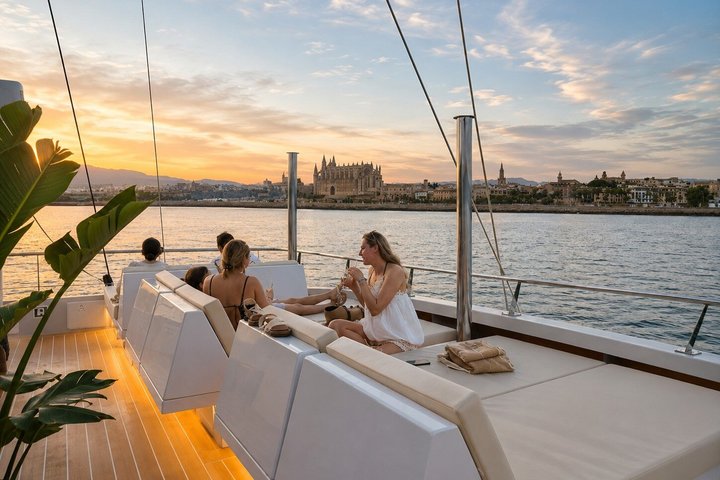 Katamaran-Ausflug zum Sonnenuntergang auf Mallorca mit VIP-Option