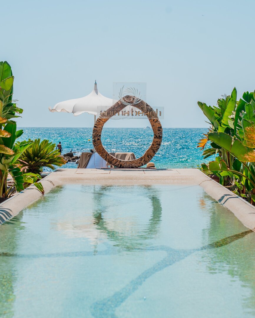 Outdoor restaurant terrace at Anima Beach Palma overlooking the Mediterranean